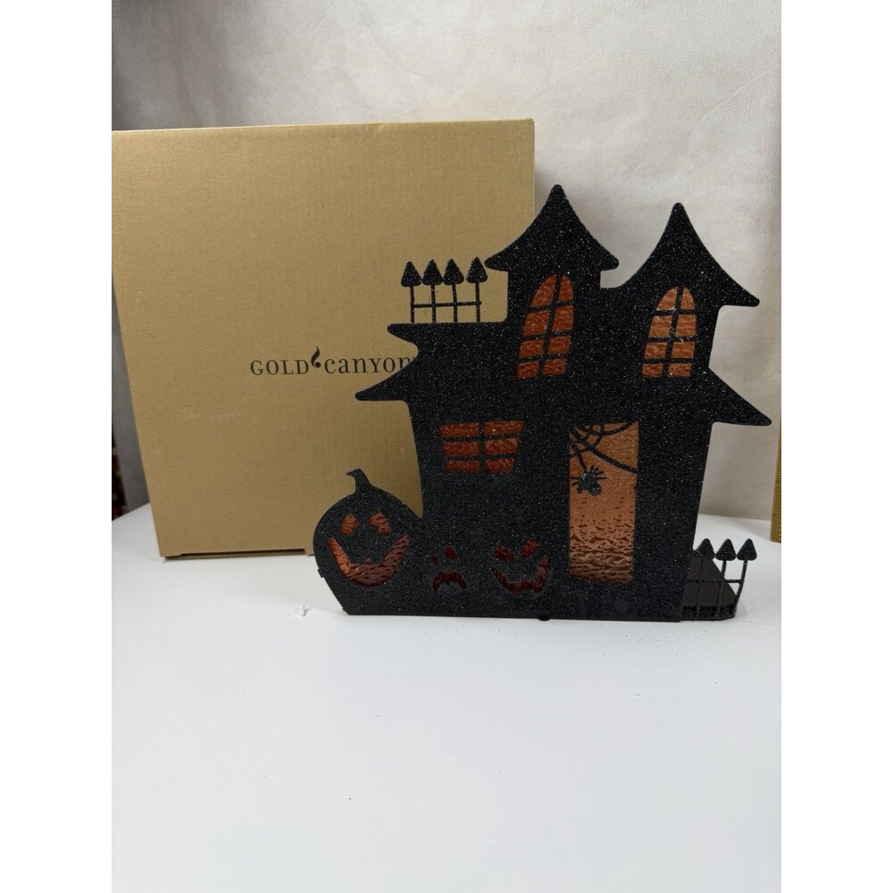 GOLD CANYON HAUNTED HOUSE MULTI-TEA LIGHT CANDLE HOLDER Rare In Original Box